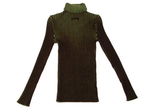 ジャンポールゴルチエ ファムJean Paul GAULTIER FEMME バイカラーリブタートルネックニットセーター 茶緑S位 K-140381_009