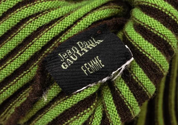 ジャンポールゴルチエ ファムJean Paul GAULTIER FEMME バイカラーリブタートルネックニットセーター 茶緑S位 K-140381_012
