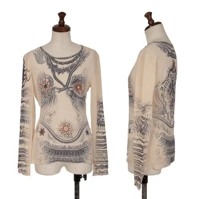 Jean Paul GAULTIER FEMME Tatoo Printed Silk T Shirt