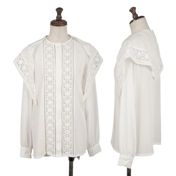 Jean Paul GAULTIER FEMME Detachable Collar Lace Switching Shirt White 40 K-140462_001