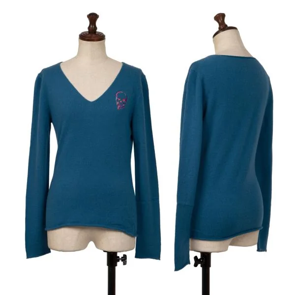 Lucien PellatFinet Skull Embroidered Knit Sweater Blue S K-140483_001