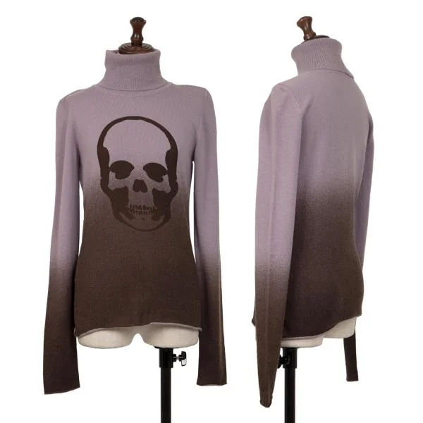 Lucien PellatFinet Skull Printed Cashmere Knit Sweater Purple S K-140485_001