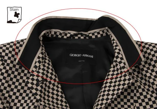 ジョルジオ アルマーニGIORGIO ARMANI コットンポリチェッカーフラッグジャケット ベージュ黒40 K-140489_004