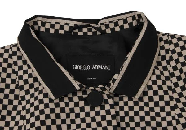 ジョルジオ アルマーニGIORGIO ARMANI コットンポリチェッカーフラッグジャケット ベージュ黒40 K-140489_005