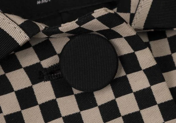ジョルジオ アルマーニGIORGIO ARMANI コットンポリチェッカーフラッグジャケット ベージュ黒40 K-140489_006