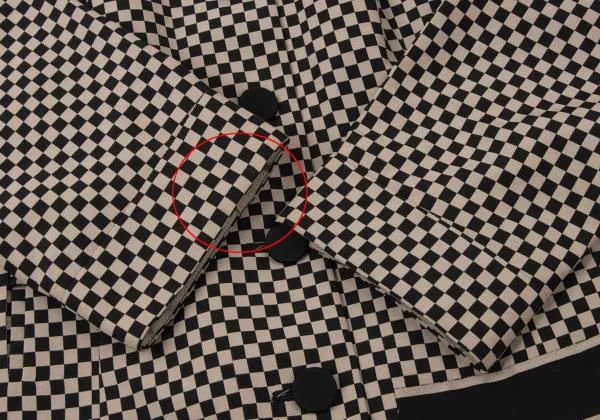 ジョルジオ アルマーニGIORGIO ARMANI コットンポリチェッカーフラッグジャケット ベージュ黒40 K-140489_008