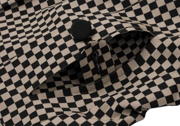 ジョルジオ アルマーニGIORGIO ARMANI コットンポリチェッカーフラッグジャケット ベージュ黒40 K-140489_013