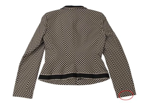 ジョルジオ アルマーニGIORGIO ARMANI コットンポリチェッカーフラッグジャケット ベージュ黒40 K-140489_015