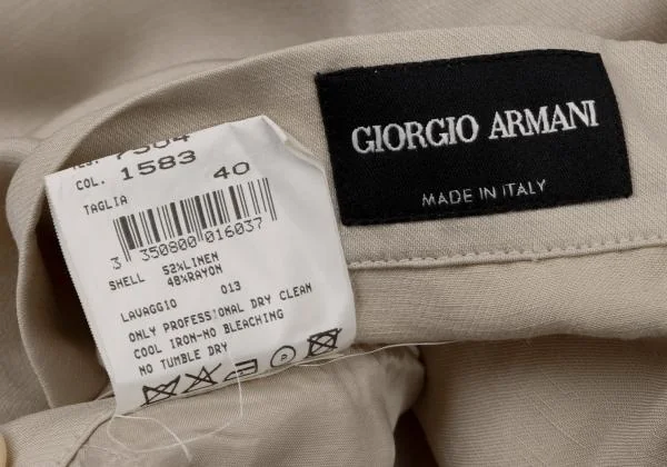 ジョルジオ アルマーニGIORGIO ARMANI リネンレーヨンウエストフリンジワイドパンツ ベージュ40 K-140492_015