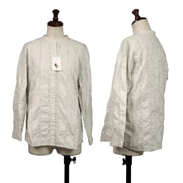 Mademoiselle NON NON Cotton Embroidery Shirt Ivory 40L K-140493_001