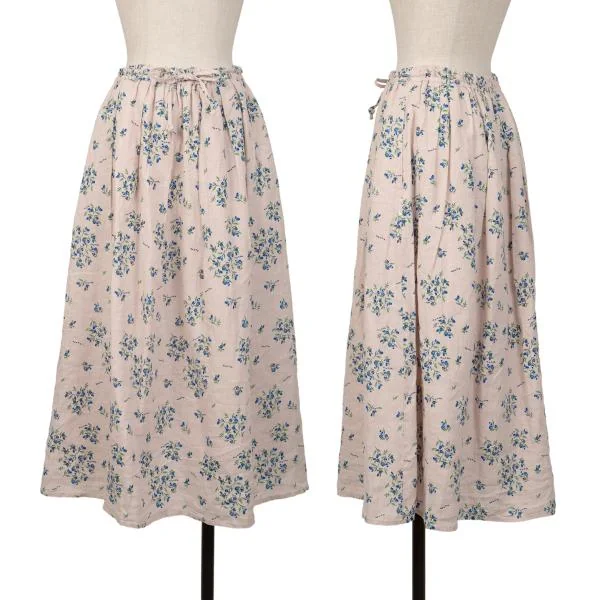 NON NO Mademoiselle NON NON Linen Blueberry Printed Skirt Pink S-M K-140494_001