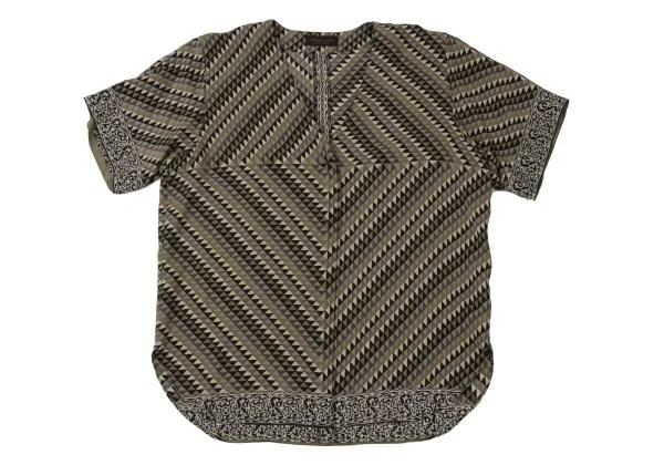 YOSHIE INABA Silk Geometry Short Sleeve Blouse K-140504_002