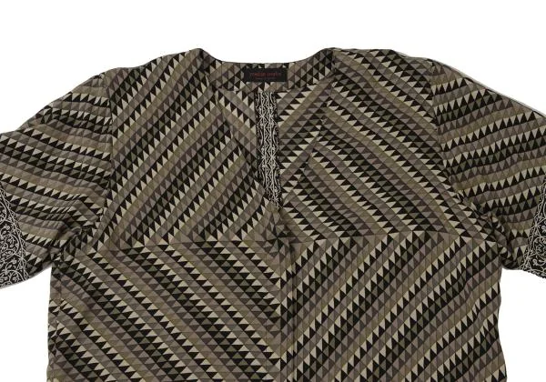YOSHIE INABA Silk Geometry Short Sleeve Blouse K-140504_003