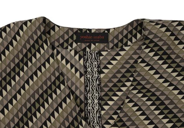 YOSHIE INABA Silk Geometry Short Sleeve Blouse K-140504_004