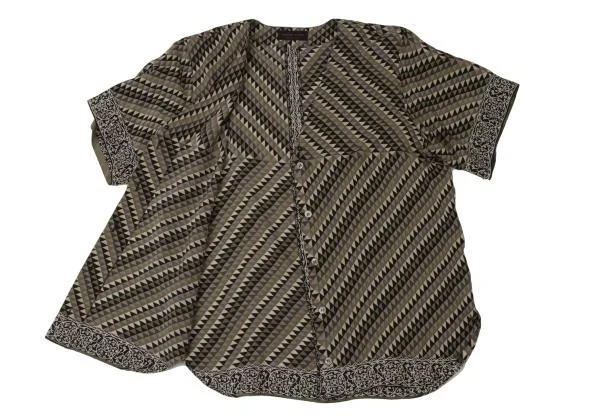 YOSHIE INABA Silk Geometry Short Sleeve Blouse K-140504_009