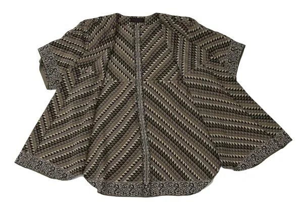 YOSHIE INABA Silk Geometry Short Sleeve Blouse K-140504_010