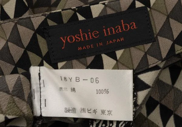 YOSHIE INABA Silk Geometry Short Sleeve Blouse K-140504_013