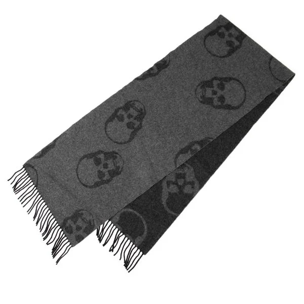 Unbranded Skull Print Fringe Stole Grey  K-140514_001