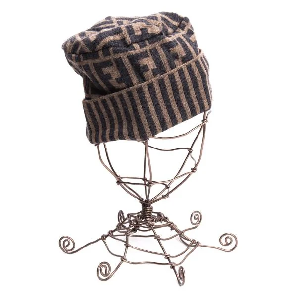 フェンディFENDI ズッカロゴニットキャップ 茶黒F 茶黒 K-140522_004
