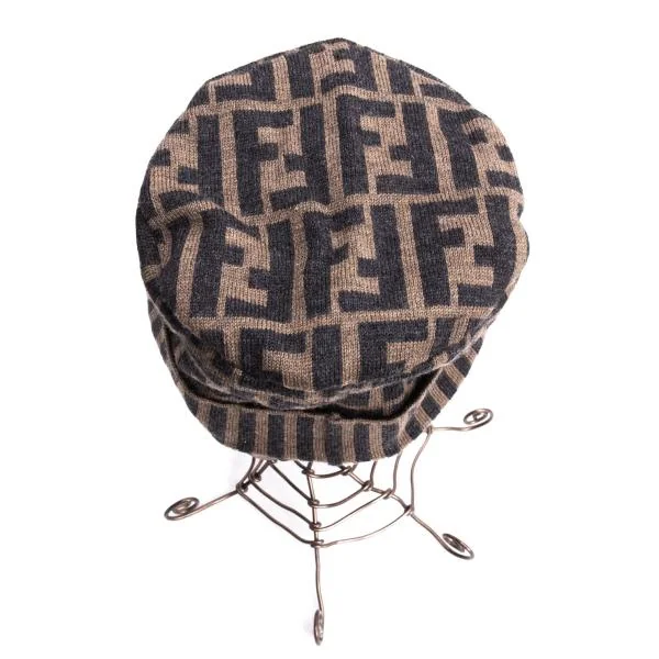 フェンディFENDI ズッカロゴニットキャップ 茶黒F 茶黒 K-140522_006