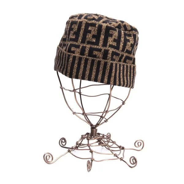 FENDI Zucca Woven Knit Beanie Brown  K-140523_001