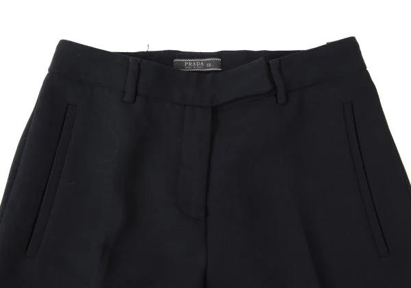 プラダPRADA ウールセンタープレスストレートパンツ 紺38 | DC