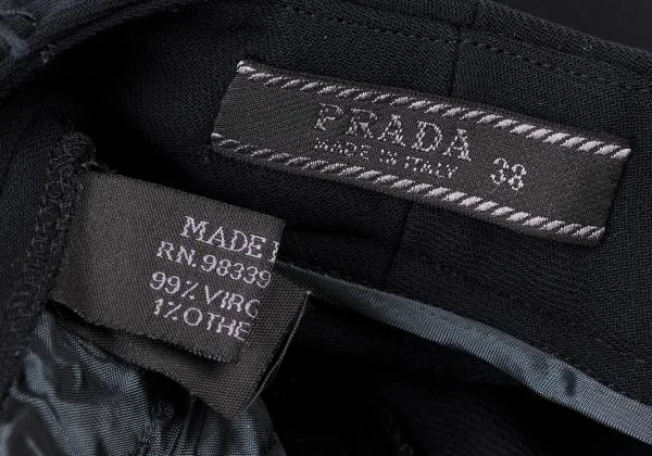 プラダPRADA ウールセンタープレスストレートパンツ 紺38 K-140546_016