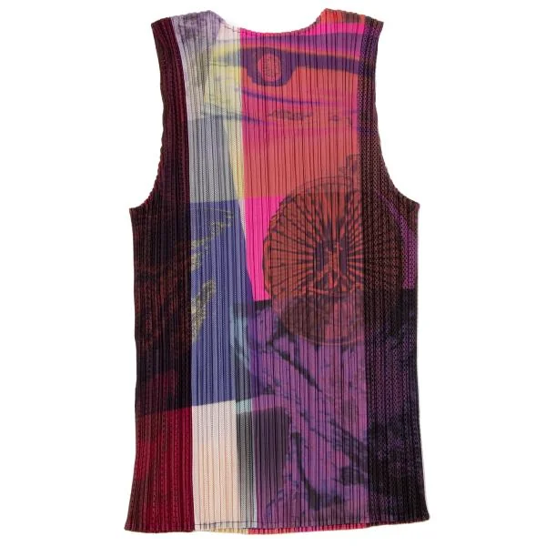 PLEATS PLEASE Multicolor Printed Mesh Pleated Tank Top K-144859_009