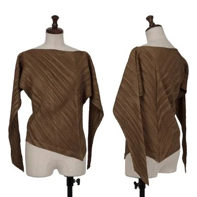 ISSEY MIYAKE Pleated Asymmetry Hem Long Sleeves T-shirt