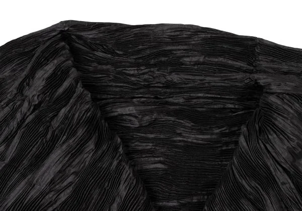 イッセイミヤケISSEY MIYAKE シワプリーツボタンレスジャケット 黒M位 K-144868_004
