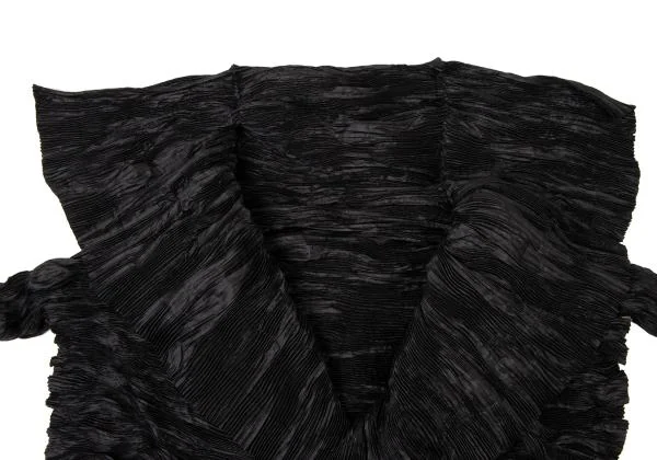 イッセイミヤケISSEY MIYAKE シワプリーツボタンレスジャケット 黒M位 K-144868_003