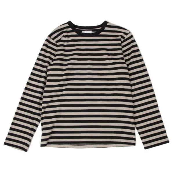 agnes b. Cotton Striped T-shirt Beige.Black 1 K-144879_001