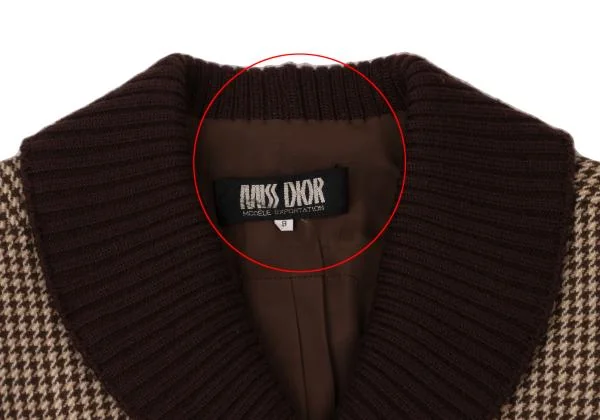 MISS DIOR Houndstooth Switching Rib Knit Jacket K-144888_004