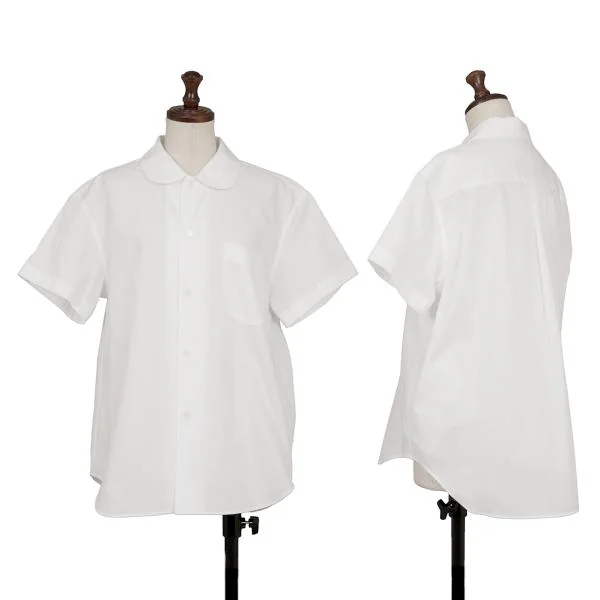 tao Cotton Round Collar Short Sleeve Blouse White L K-144894_001