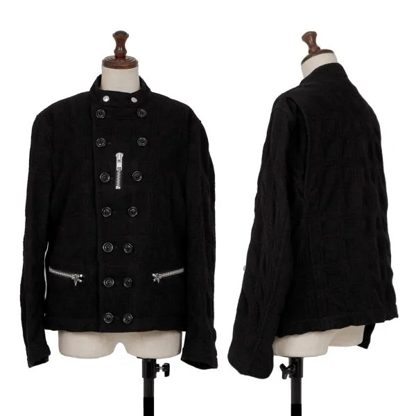 tao Zip Design Stand Collar Double Jacket Black M K-144895_001