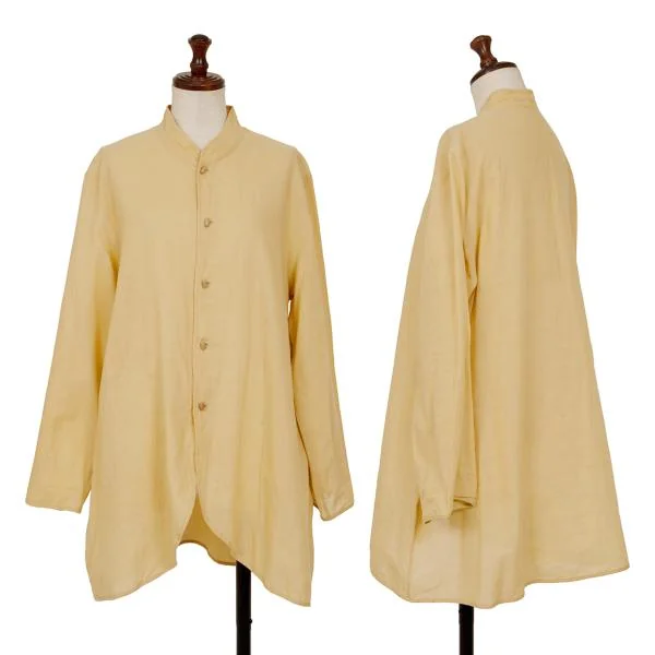 JURGEN LEHL Cotton Wood Button Stand Collar Shirt Beige M K-144896_001