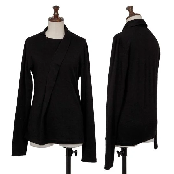 Y's Wool Stretch T shirt Black 3 K-144903_001