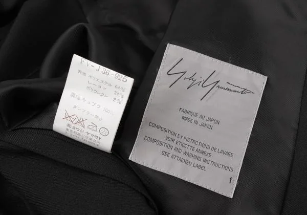 ヨウジヤマモト ファムYohji Yamamoto FEMME ポリレーヨンラバーボタンジャケット 黒1 K-144915_014