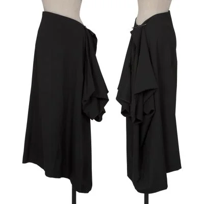 Yohji Yamamoto FEMME Wool Gabardine Drape Skirt