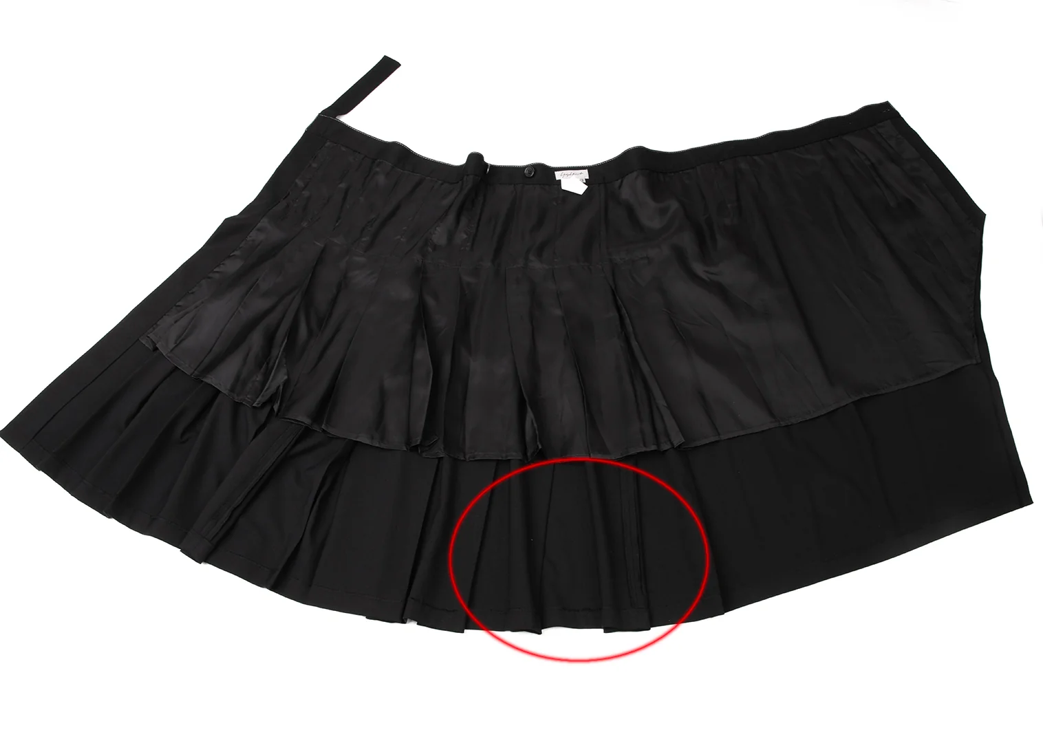 【Y'sワイズ】BLACKラッププリーツスカート　日本製 ワイズY's テンセルキュプラバックハーフラップパンツ 黒2 (K