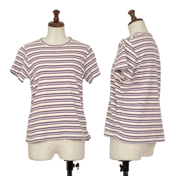 JUNYA WATANABE MAN PINK COMME des GARCONS Stripe T Shirt Ivory S-M K-144934_001