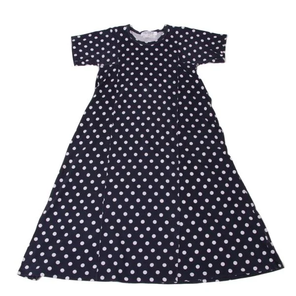 コムコム コムデギャルソンCOMME des GARCONS ドット切替Tシャツワンピース 紺白XS K-144969_002