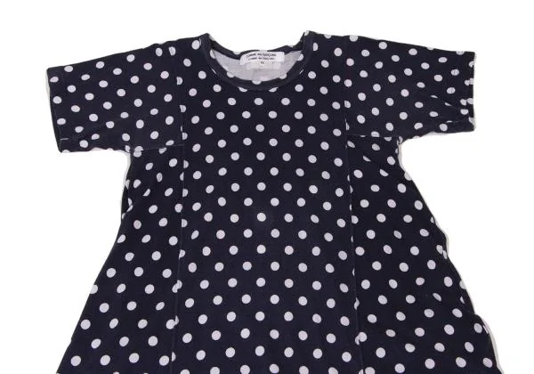 コムコム コムデギャルソンCOMME des GARCONS ドット切替Tシャツワンピース 紺白XS K-144969_003
