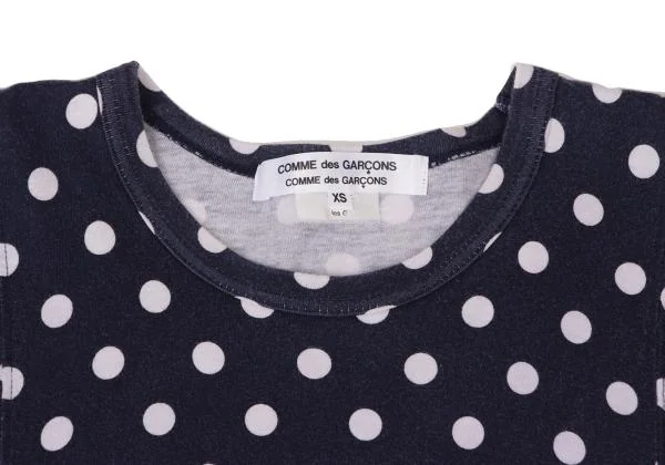 コムコム コムデギャルソンCOMME des GARCONS ドット切替Tシャツワンピース 紺白XS K-144969_004