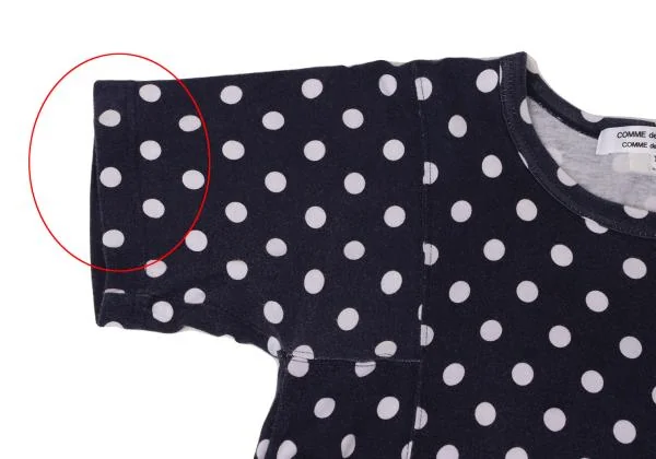 コムコム コムデギャルソンCOMME des GARCONS ドット切替Tシャツワンピース 紺白XS K-144969_005