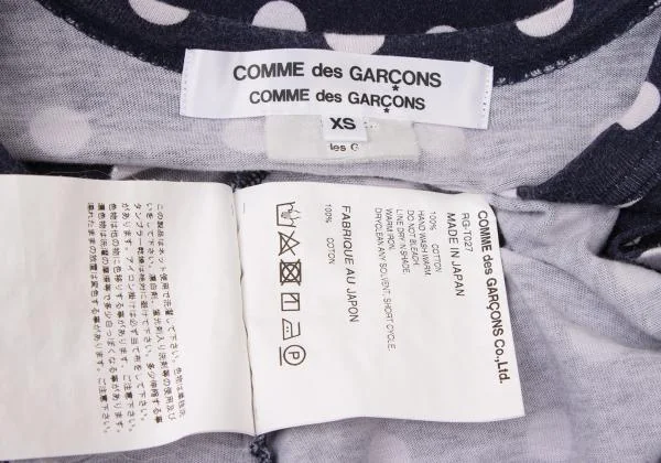 コムコム コムデギャルソンCOMME des GARCONS ドット切替Tシャツワンピース 紺白XS K-144969_012