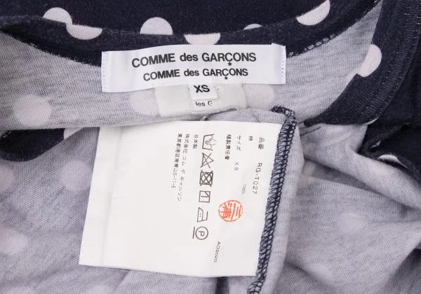 コムコム コムデギャルソンCOMME des GARCONS ドット切替Tシャツワンピース 紺白XS K-144969_013