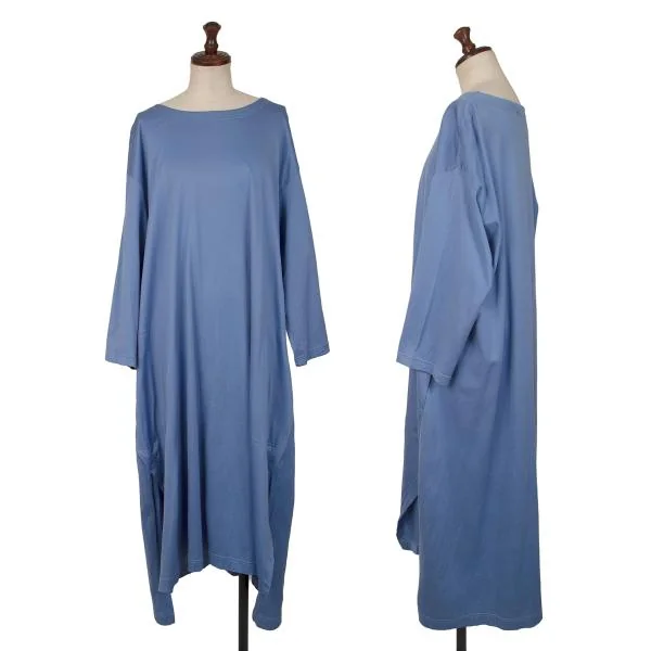 ISSEY MIYAKE Cotton Side Slit Dress Blue M K-144982_001