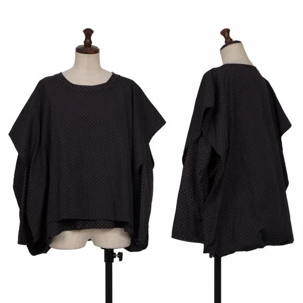 COMME des GARCONS Dot Print Back Long Hem Blouse Blue S-M K-144997_001