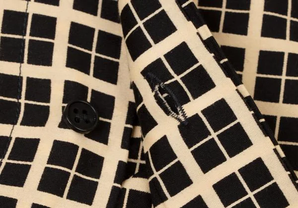 ジャンニヴェルサーチGIANNI VERSACE カラフルカラー切替格子柄シャツ ベージュ黒46S K-145013_010